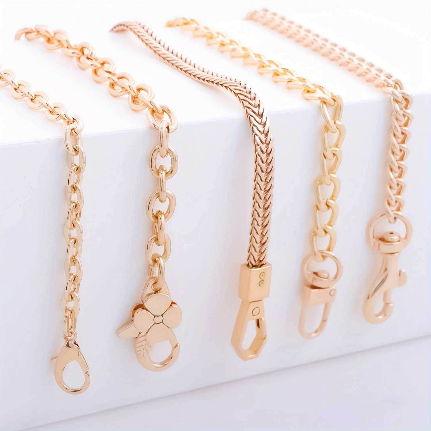 Purse Chain Flat Bag Chain with Metal Buckles Chain Purse Strap for DIY Purse Wallet Handbag Shoulder Bag Crossbody BagT251127