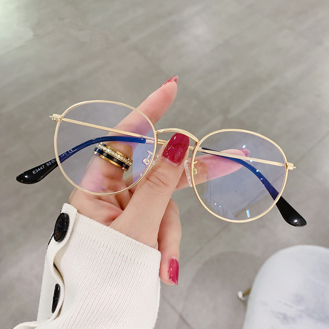 Designer Sunglasses For Women Men Anti-blue Light Plain Lenses Metal Myopia Frame Glasses Oval Anti-blue Light Business Glasses