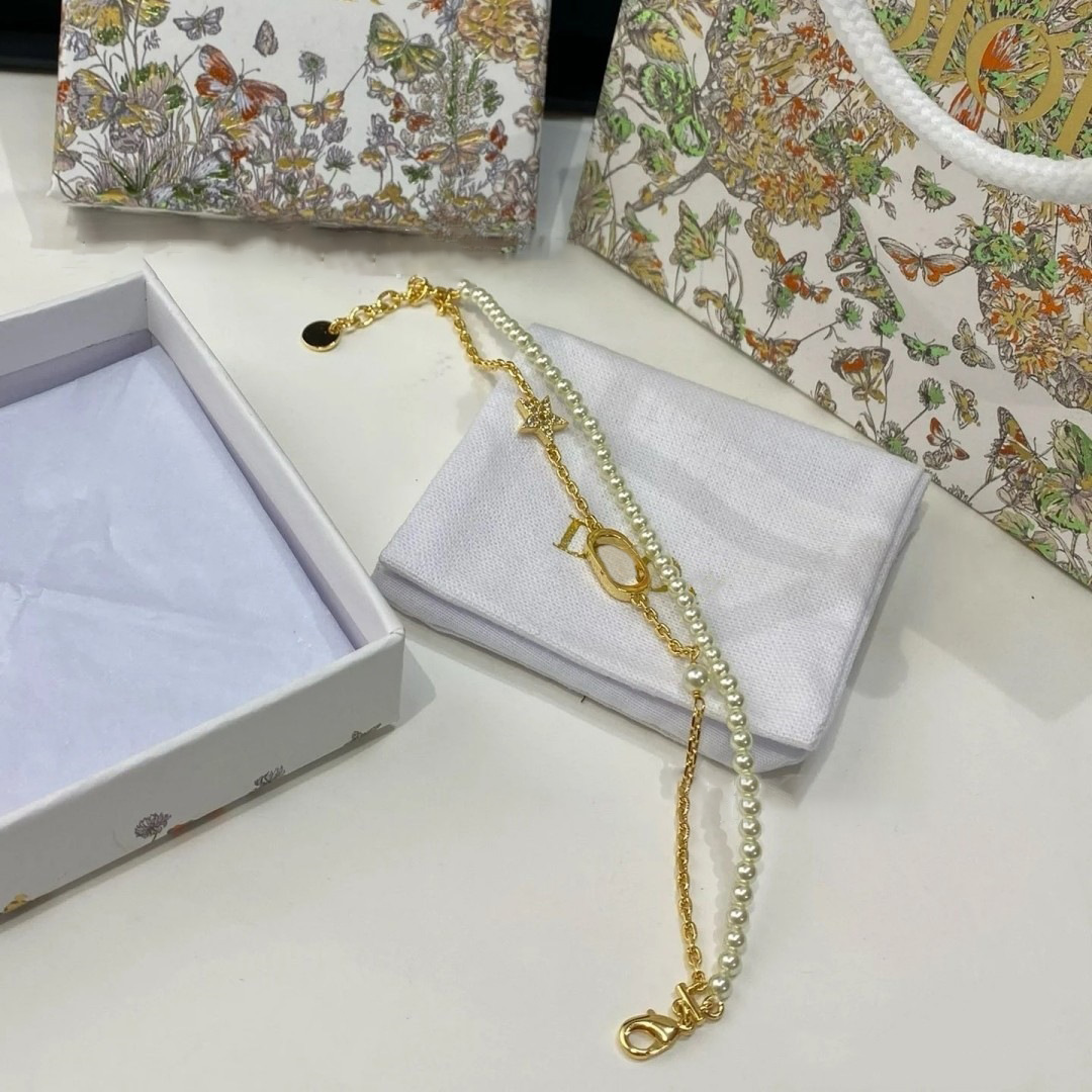 Pearl Diamond Starry Double-layer Chain Designer bracelet for Women Fashion Luxury Charm bracelet pentagram designer Jewelry Gift Lady Wristband