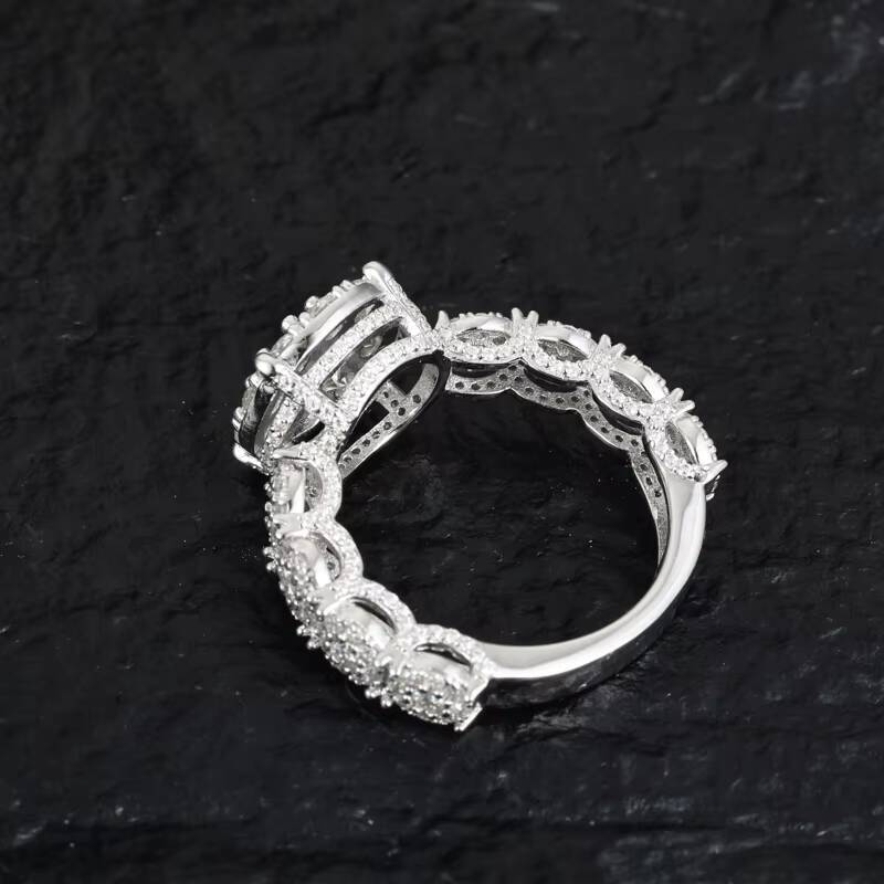 Express Yourself with Confidence Mens Hip Hop 925 Silver Ring Featuring Sparkling Lab Created Moissanite and 18k Gold Overlay