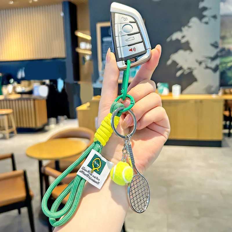 Tennis Hand Rope Keychain Heart Shape Beaded Pendant Bag Charm Couple Accesories GiftT251127