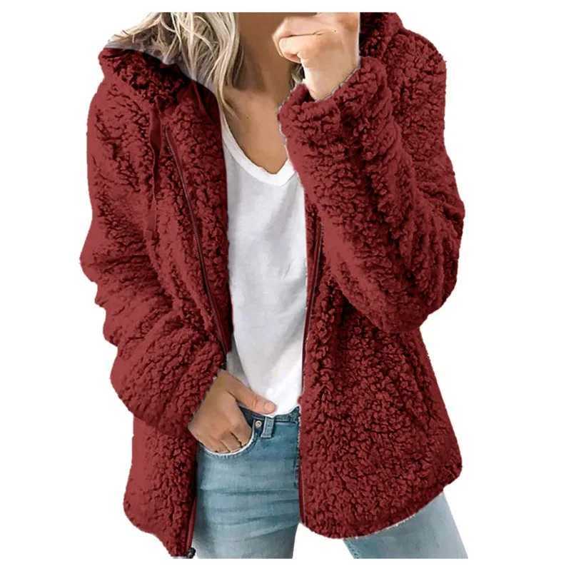 New Zipper Hooded Thicken Warm Coat Woman Solid Fleece Jackets Long Sleeved Loose Coats Female Winter Ladies New Fashion JacketXJ251127