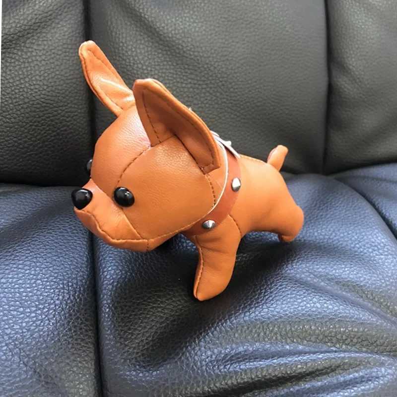 10cm Bulldog Keychain Pu Leather Animal Dog Keyring Holder Bag Charm Trinket Chaveiros Bulldog Bag AccessoriesT251127