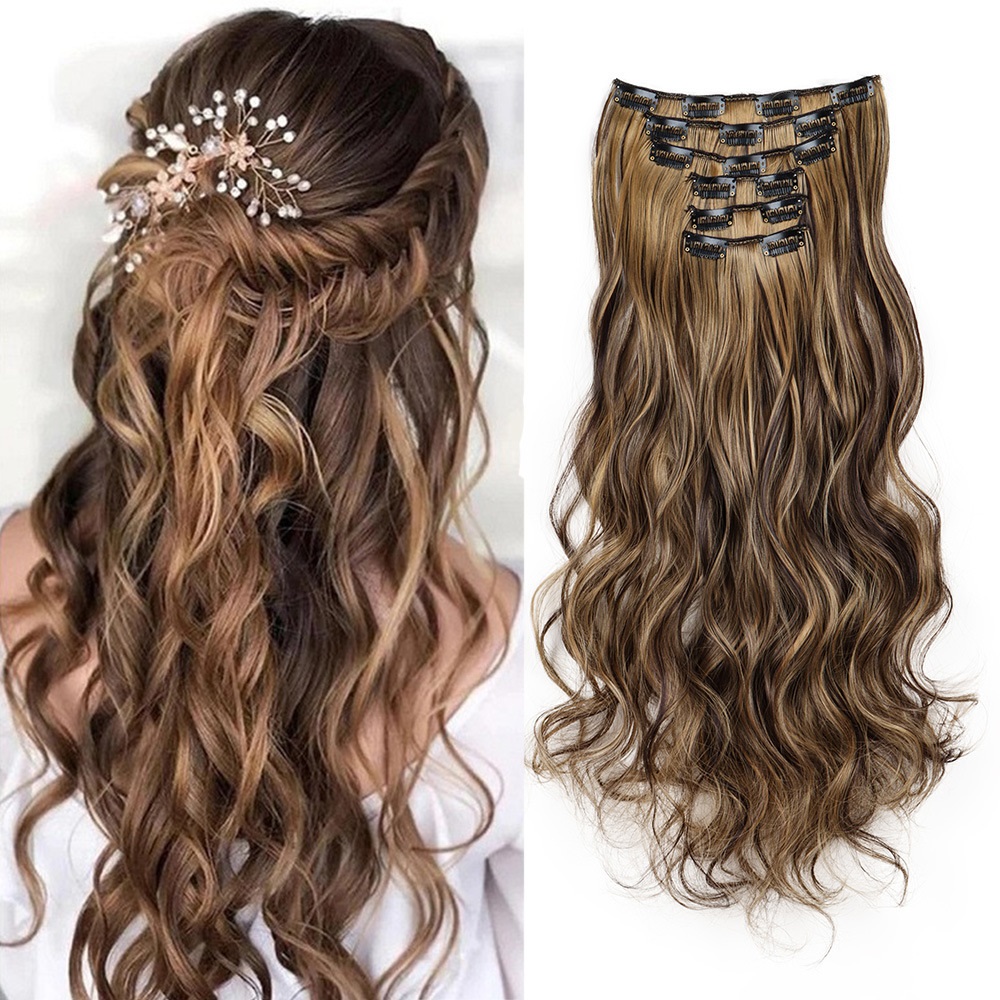 Clip In Hair Extensions 6Pcs Body Wavy Curly 16 Clips Magic Hair Extension Seamless Hair Weft Blond Black Brown 20 Colors Available