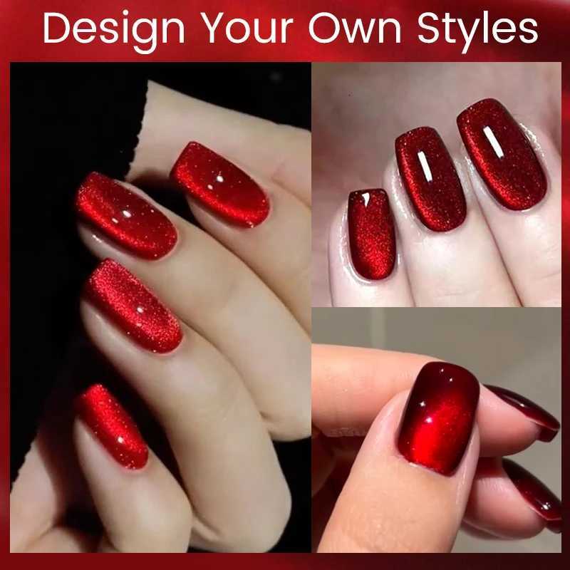 UR SUGAR 15ml 6 Colors Shine Red Winter Christmas Cat Magnetic Gel Nail Polish Sparkling Glitter Semi Permanent Soak Off UV GelT251127