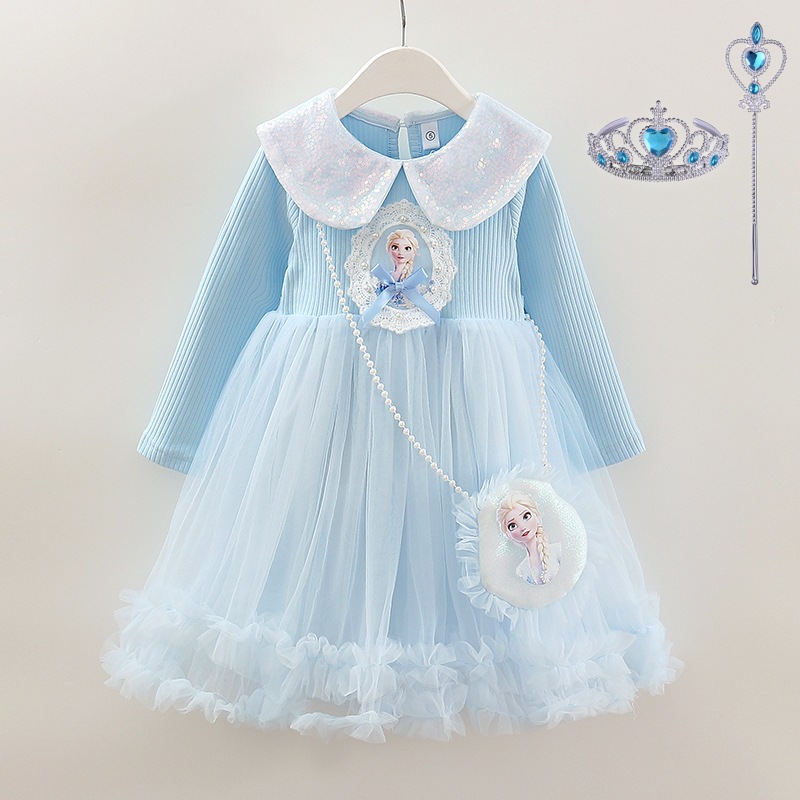 DISNEY kids designer clothes baby girl designer clothes Frozen Elsa princess Girls' princess dress holiday outfit birthday outfit.