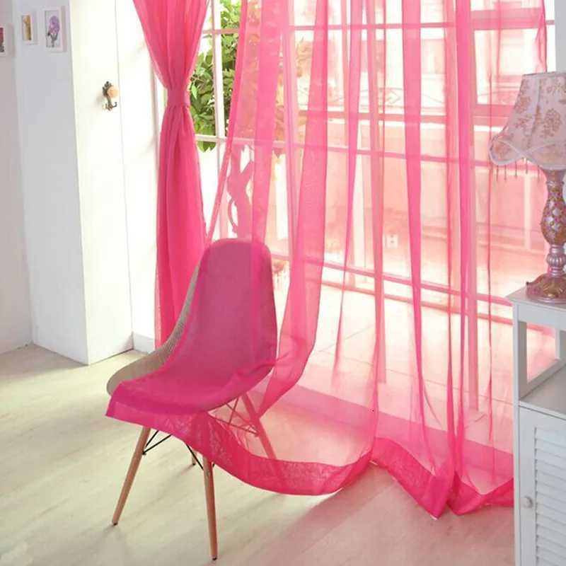 Curtain Christmas 1 Pcs Rod Pocket Rainbow Curtain Pure Color Tulle Curtain For Living Room Sheer Voile Wedding Decor Modern Bedroom Window Tulle Y251