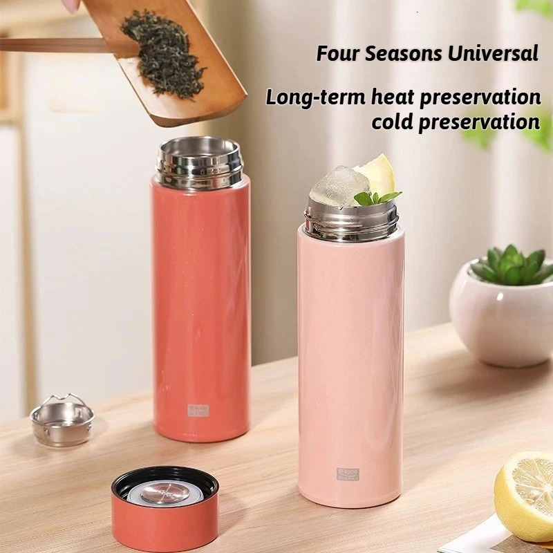 330ML Thermos Water Bottle With Tea Strainer Stainless Steel Car Sports Cup Keeps Cold and Heat Thermal Travel Mug 251114 W260226