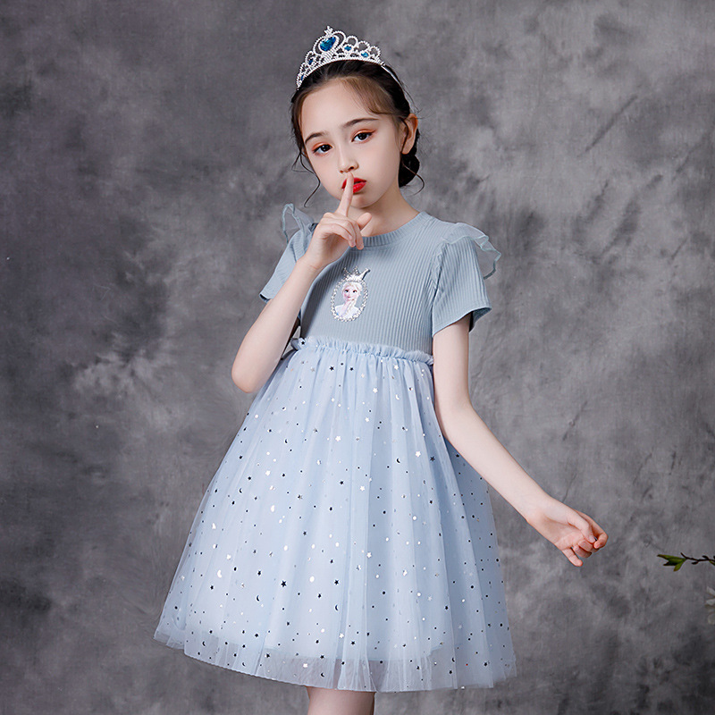 DISNEY Toddler designer clothes baby girl Elsa princess dress baby designer summer Frozen Elsa cotton children's party dress one-piece dress