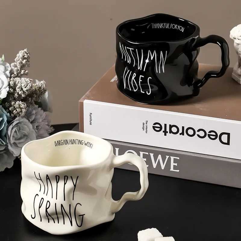 New Ceramic Coffee Mug Simple Black White High Value Office Home Drinking Cup C251127