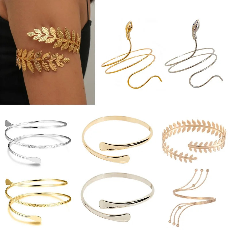 Alloy Spiral Armband Swirl Upper Arm Cuff Bracelet Egyptian Womens Accessories Gold Silver y250415