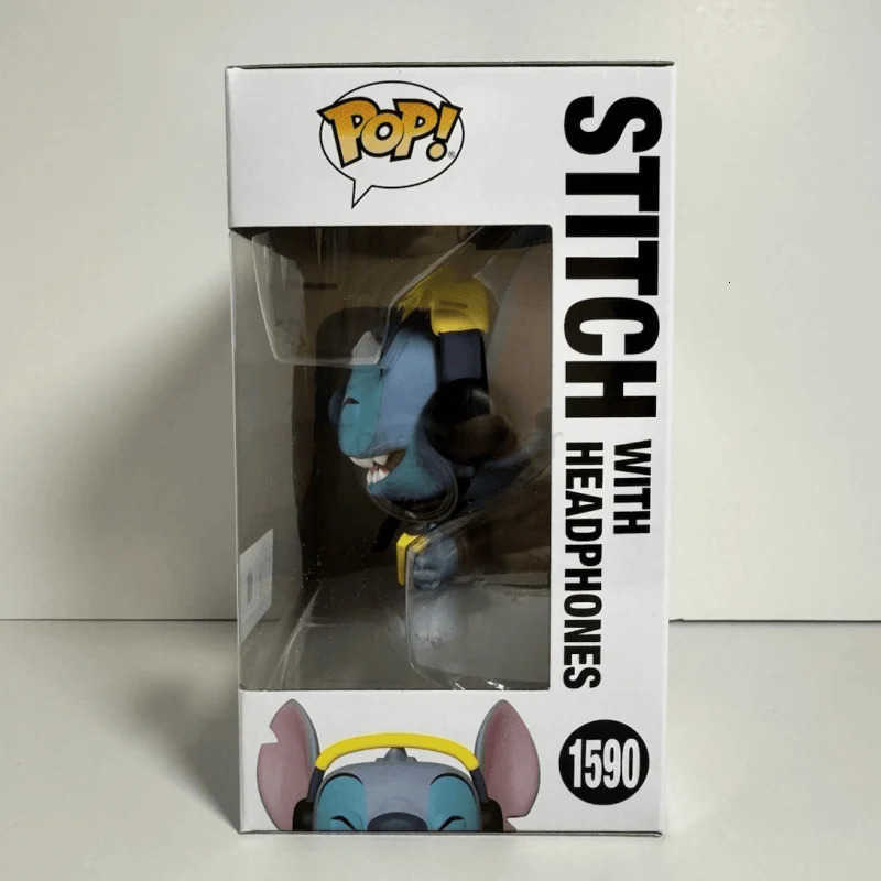 Disney Original Stitch With Headphones 1590 Funko Pop Vinyl Figure Special Edition Collectible Action Doll Toys Sculpture Gifts H251127