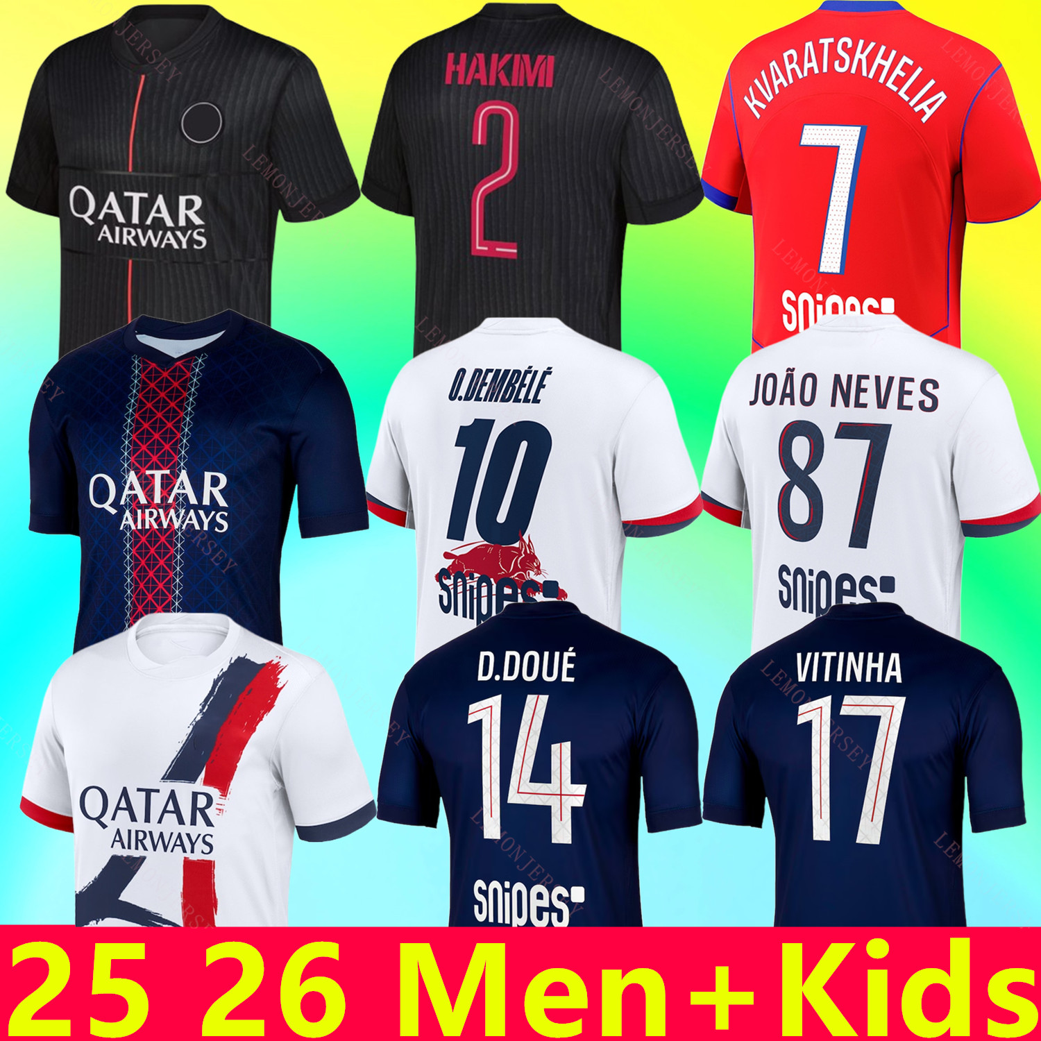 2025 2026 psges Jerseys KVARATSKHELIA BARCOLA O.Dembele G.RAMOS maillot paris st germain de foot HAKIMI SERGIO JOAO NEVES Paris maillot Shirt men kids kit Stadium sock
