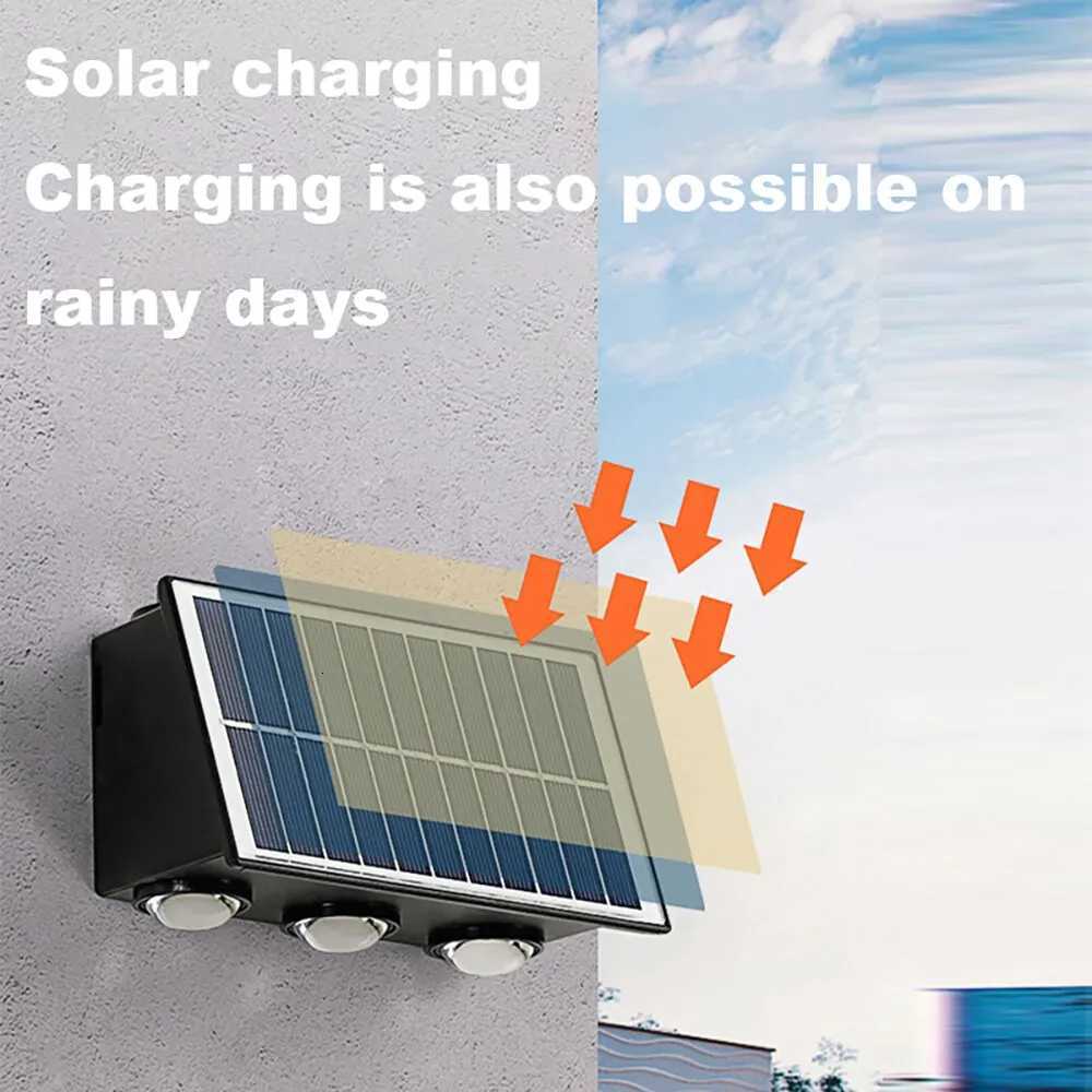 4/6/8LED Solar Wall Spotlight Outdoor Upper And Lower Lighting Solar Powered Waterproof Streetlight for Balcony Courtyard GardenM251127