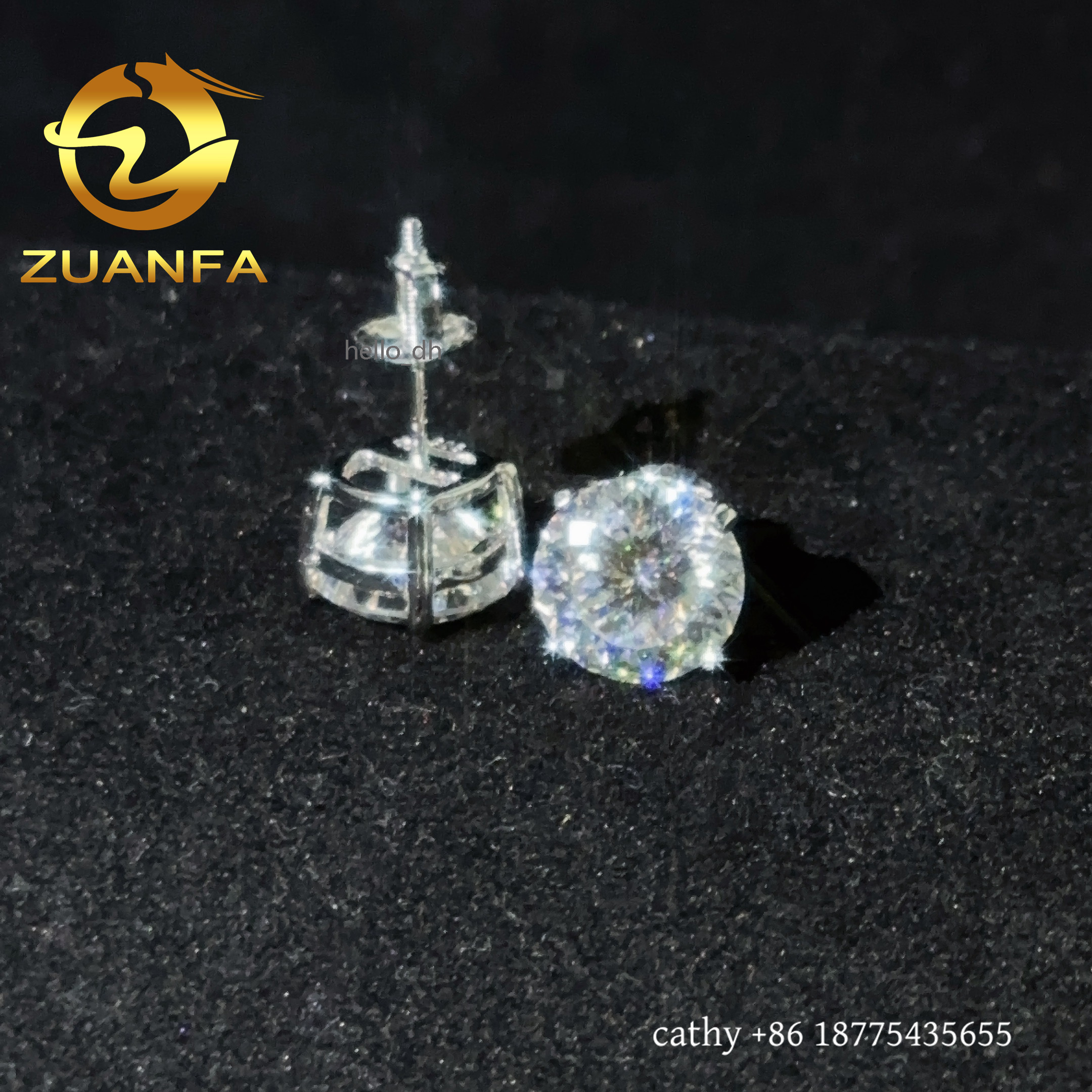 1ct 2ct 3ct Bird Nest Moissanite Hip Hop Earrings Screw Back Round 4 Prong Stud Earrings 925 Silver VVS Moissanite for Men Women
