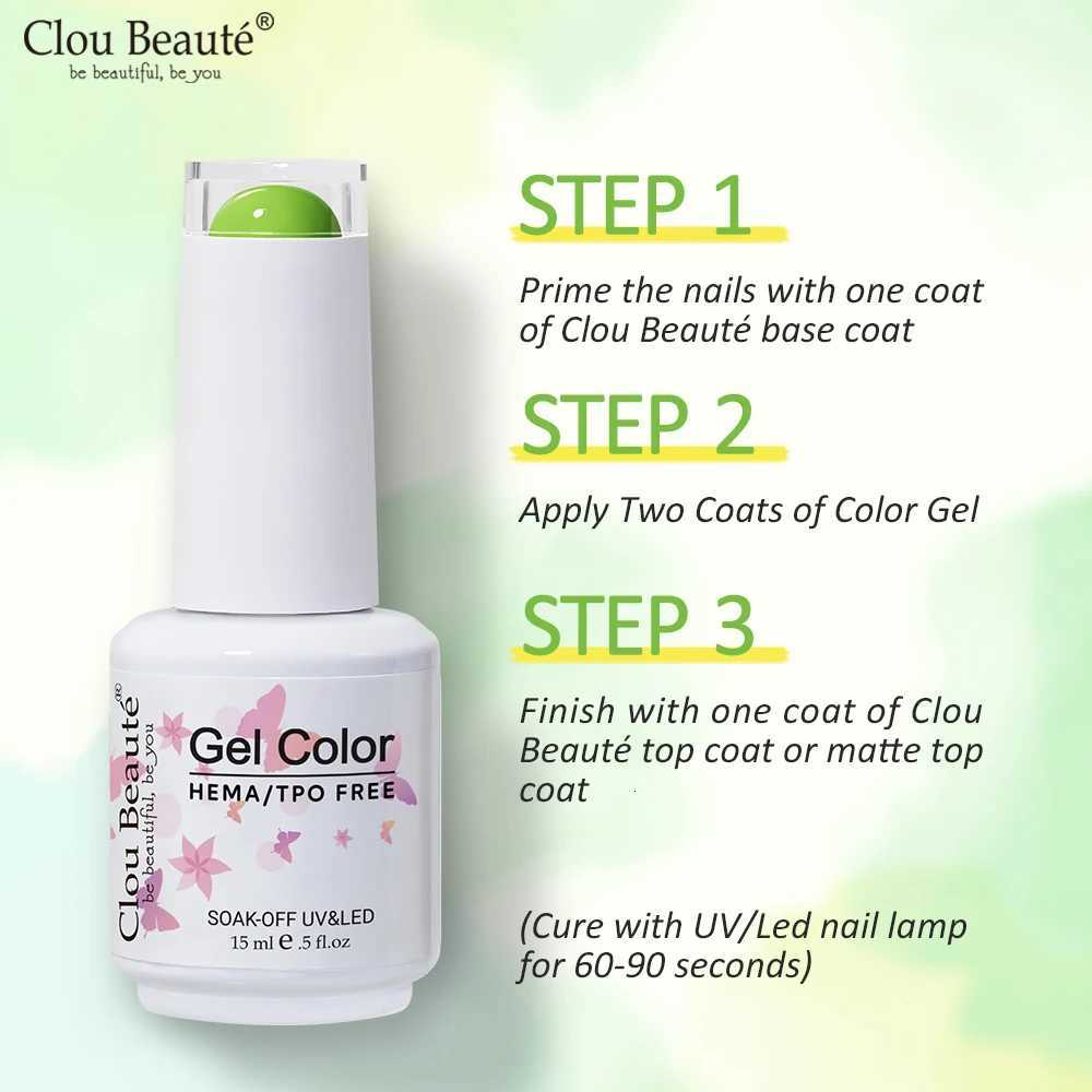 Clou Beaute 15ml HEMA TPO FREE Color Gel Nail Polish Nude Pink Red Green Collection Nail Gel Polish Glitter Soak Off UV LED GelT251127