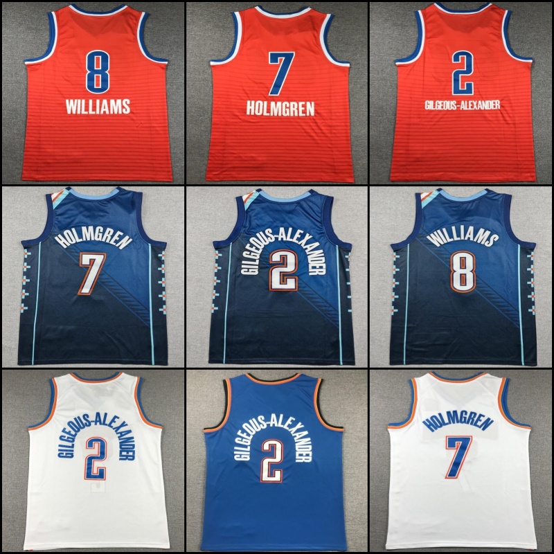 2 Shai Gilgeous-Alexander Josh Giddey Basketball Jerseys 7 Chet Holmgren Luguentz Dort City Russell Jalen Williams Westbrook Isaiah Joe Cason mens