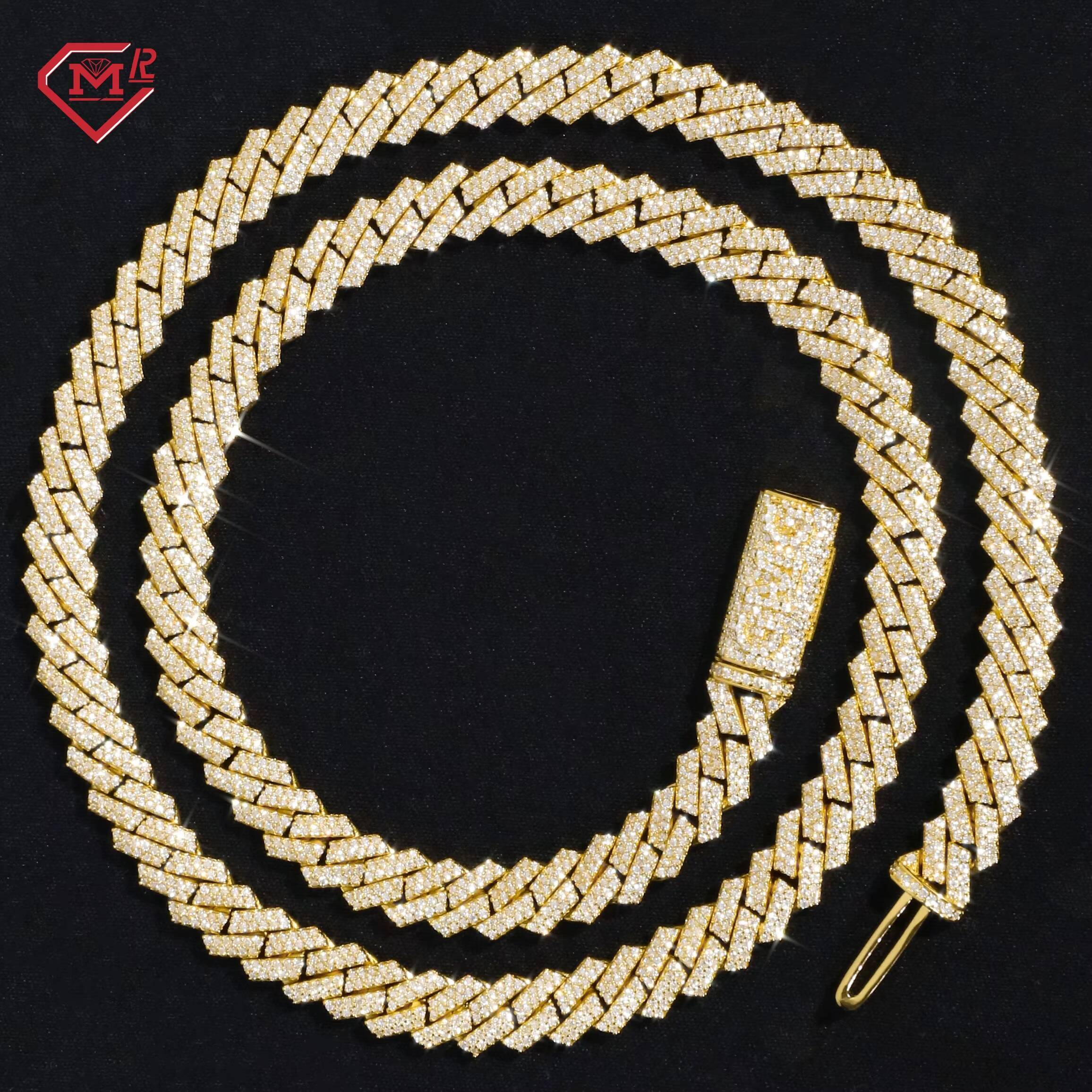 Custom 2 Row 10K Gold Iced Out Hip Hop Moissanite Cuban Link Chain