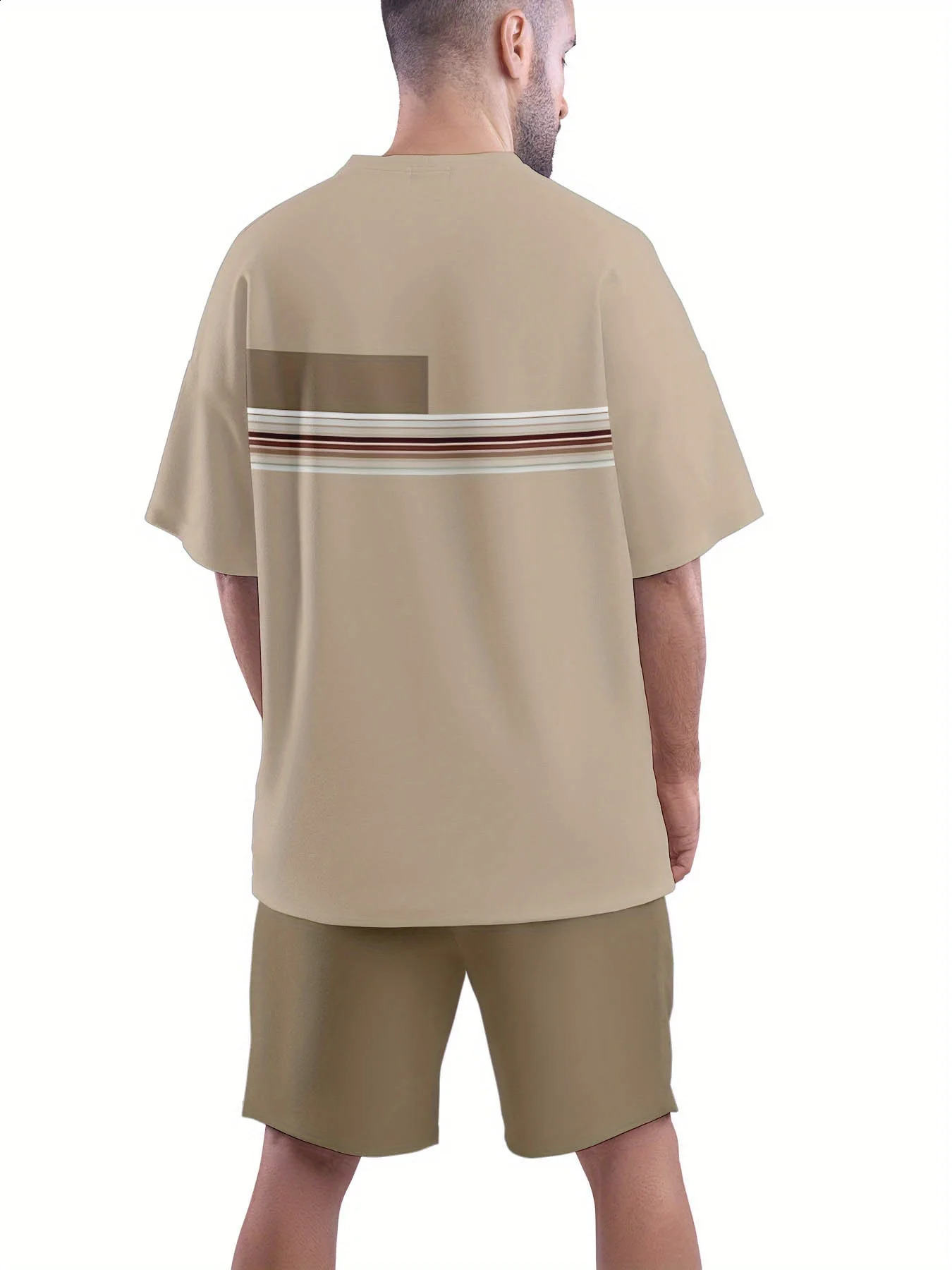 Leisure sportswear breathable outdoor casual mens T-shirt five point pants set summer 3D printing set 250427