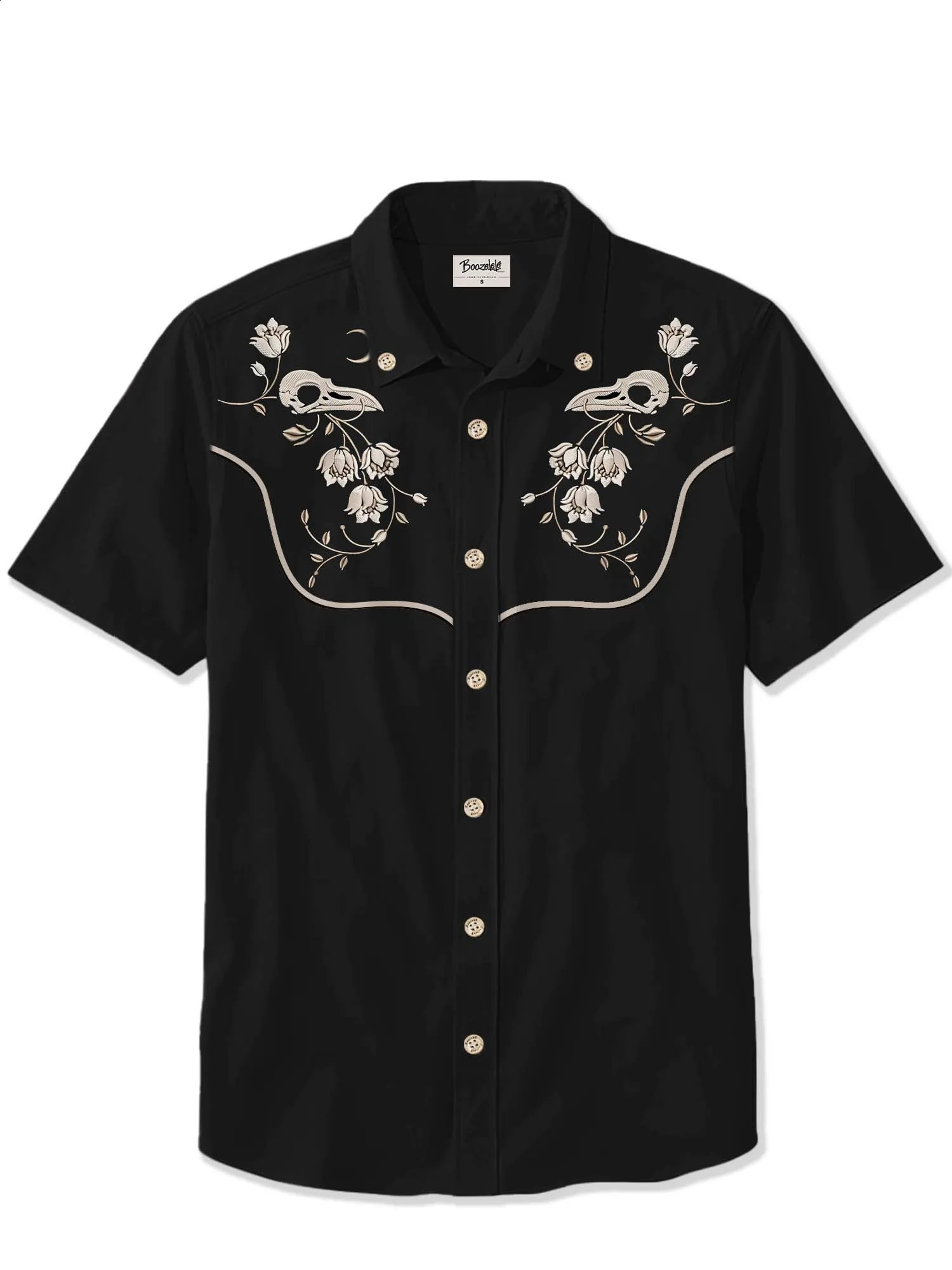 Mens Western Cowboy Style Short Sleeve Shirt Comfortable and Breathable Summer Art Button High Quality 250422