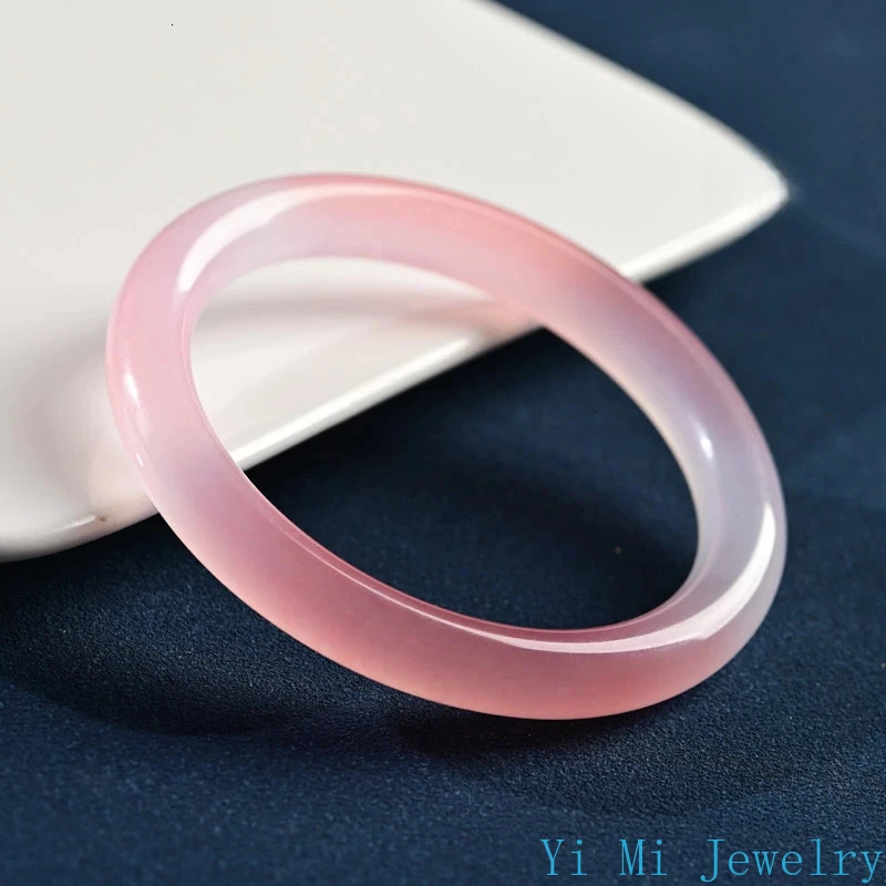 Natural Peach Light Pink Jade Bangle Ice Hetian Jade Hibiscus Pink White Bracelet Exquisite Jewelry for Women Party Gifts 251121 - view 4