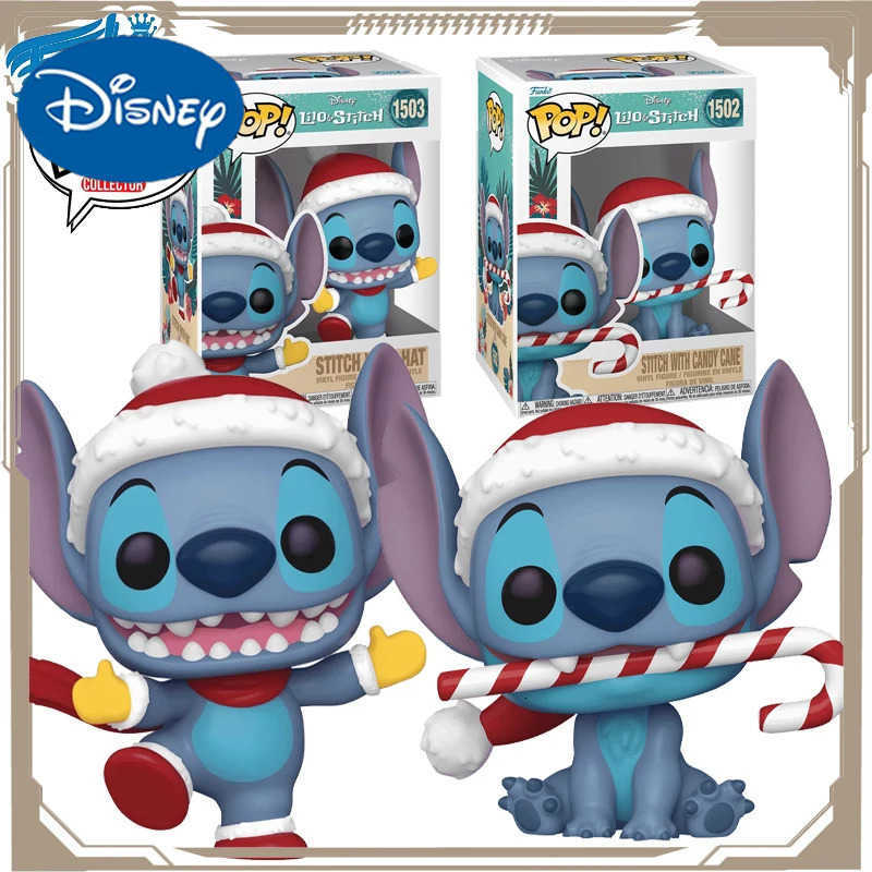 Disney Funko POP Original Stitch The Movie Anime Stitch Wears A Christmas Hat Action Figure Toys for Boys Girls Kids Christmas Gift H251127