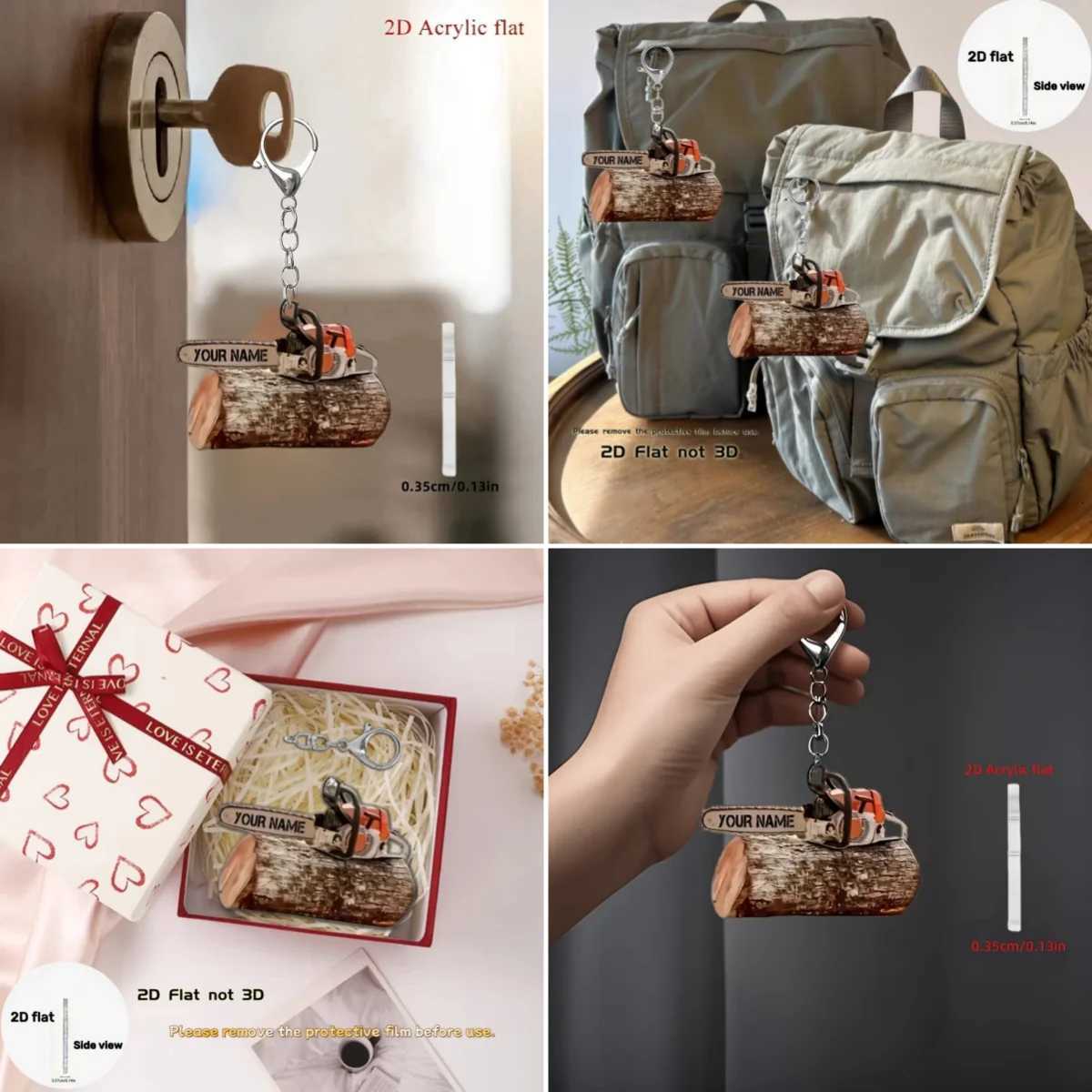 Mini Chainsaw Pendant Keychainelectric Saw Logging Themed 2D Flat Acrylic OrnamentHanging Decoration for CarBagsFestiveGiftT251127