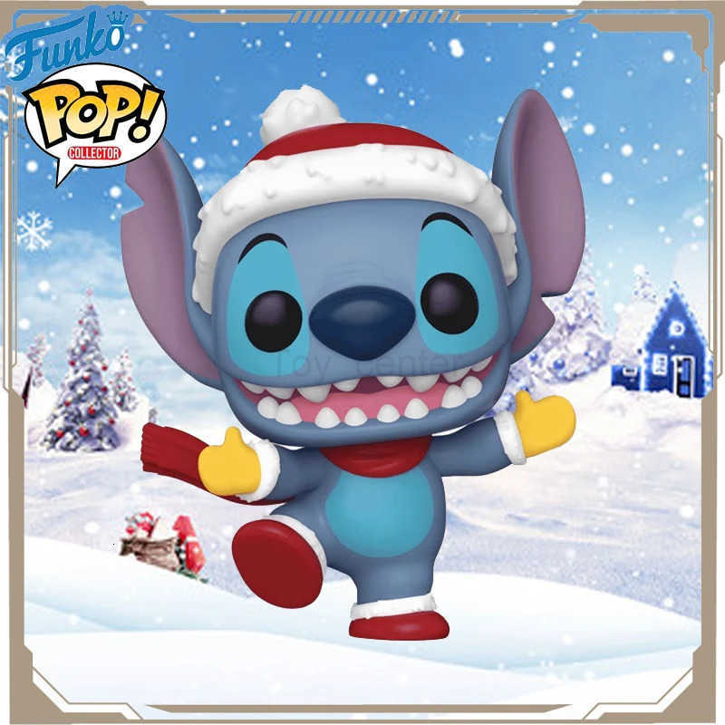 Disney Funko POP Original Stitch The Movie Anime Stitch Wears A Christmas Hat Action Figure Toys for Boys Girls Kids Christmas Gift H251127