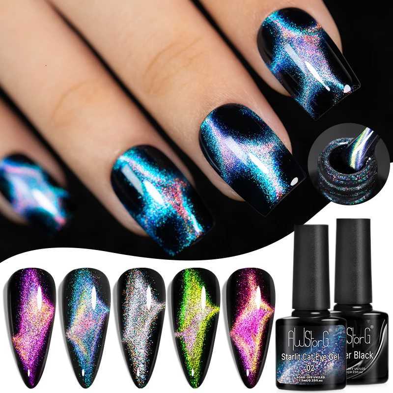 AWStorG 75ml Starlit Chameleon Cat Magnetic Gel Nail Polish Double Colors Semi Permanent UV Gel Varnish Need Black BaseT251127