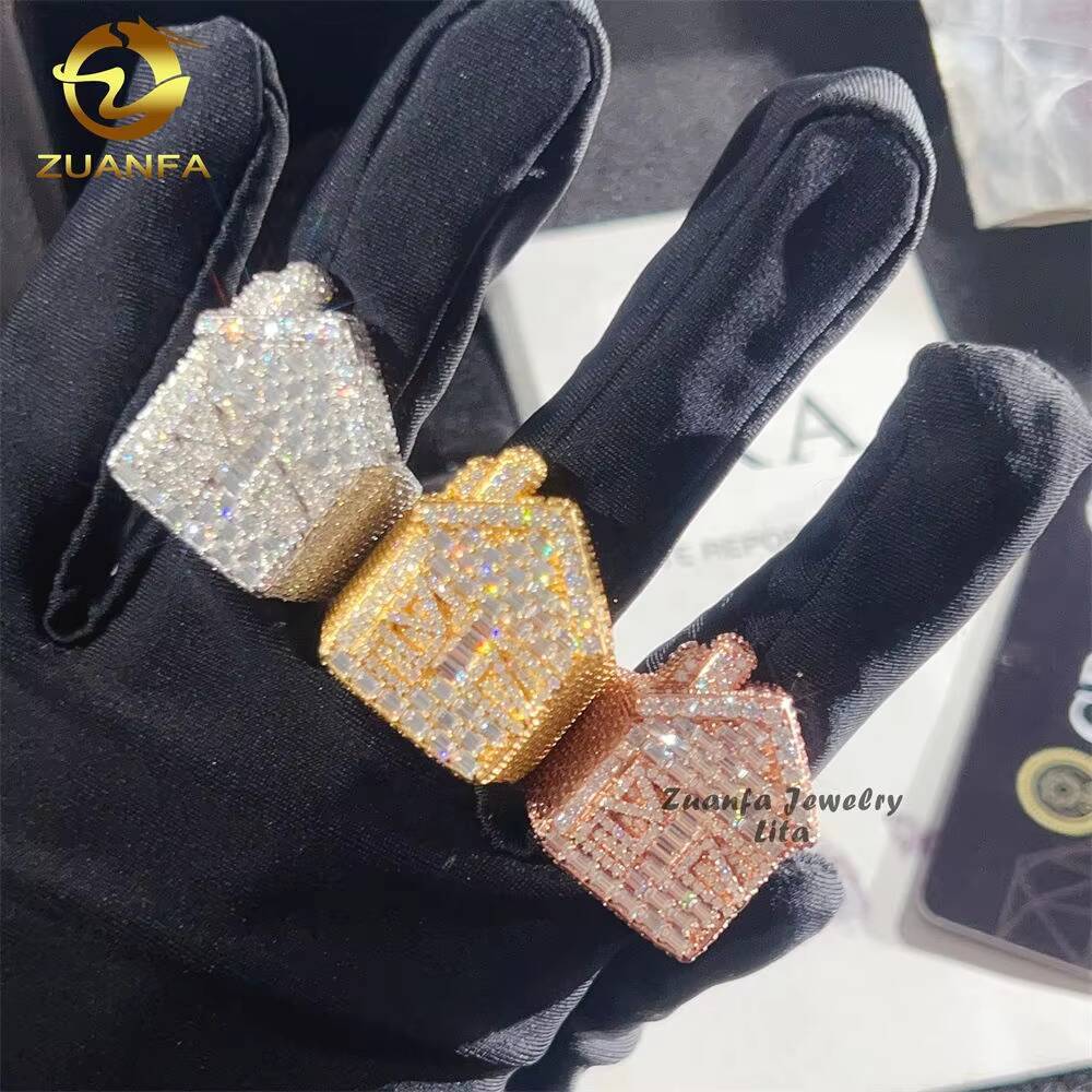 Custom Made House Ring Pass Diamond Tester 925 Sterling Silver Baguette Hip Hop Moissanite Rings