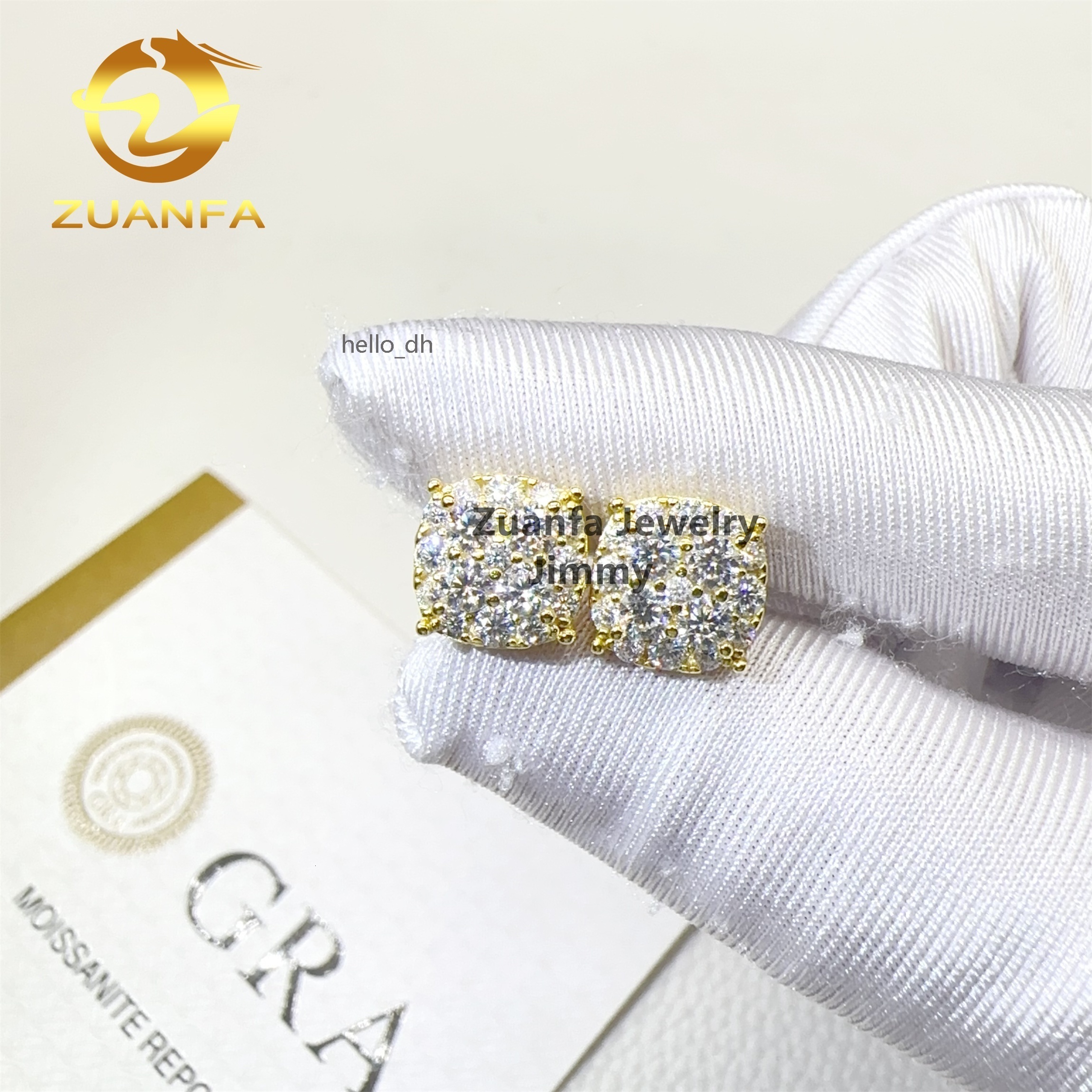 Fashion Earrings Jewelry Pass Diamond Tester Iced Out 925 Silver Flawless Moissanite Diamond Hip Hop Stud Earrings Man