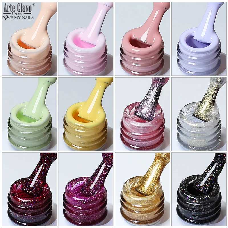 Arte Clavo Colorful Glitter Series 8ml UV Gel Nail Polish Sequin Gel Nail Polish Soak Off UV Gel Varnish Nail Art Gel Polish DIYT251127