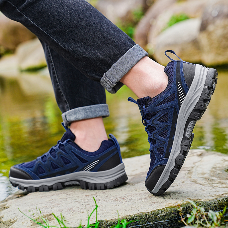Outdoor hiking shoes, mesh breathable casual shoes, casual sports shoes, wear-resistant and anti-slip, large-sized mountaineering shoes, swivel buckle
