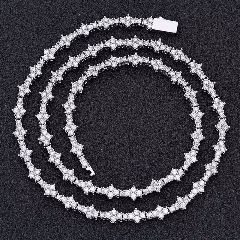 Dropshipping Fashion Tennis Chain 925 Sterling Silver VVS Moissanite Diamond Sparkling Classic Tennis Chain Necklace