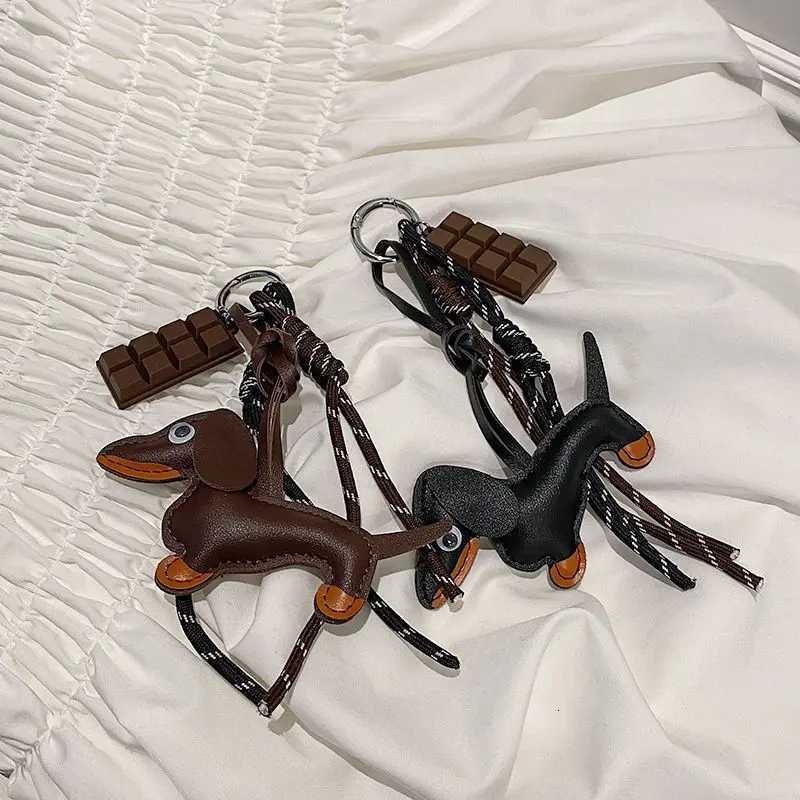 PU Leather Dachshund Bag Pendant Creative Keychain Style Lanyard bag Accessory Key Pendant Car Keyring Charm GiftT251127