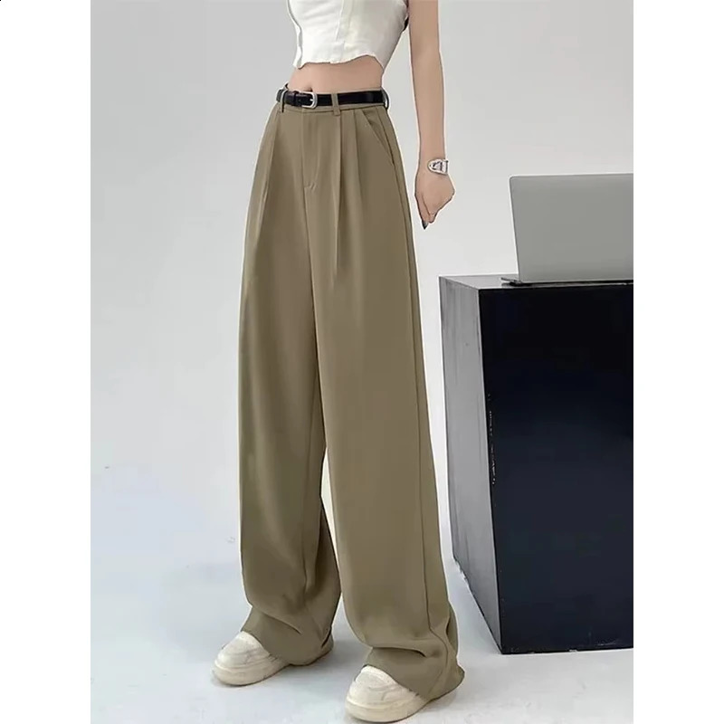 MEXZT Fashion wide leg pants Korean women with pockets black suit summer streetwear high waisted straight pants 250427