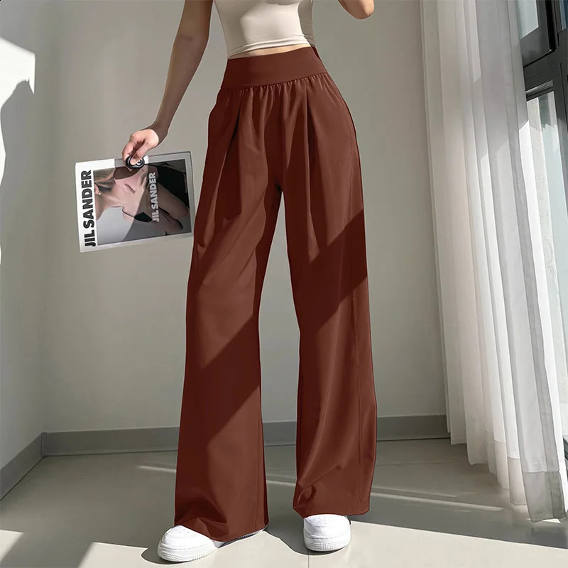 Loose wide leg pants high waisted yoga pants outdoor breathable fitness pants 250427