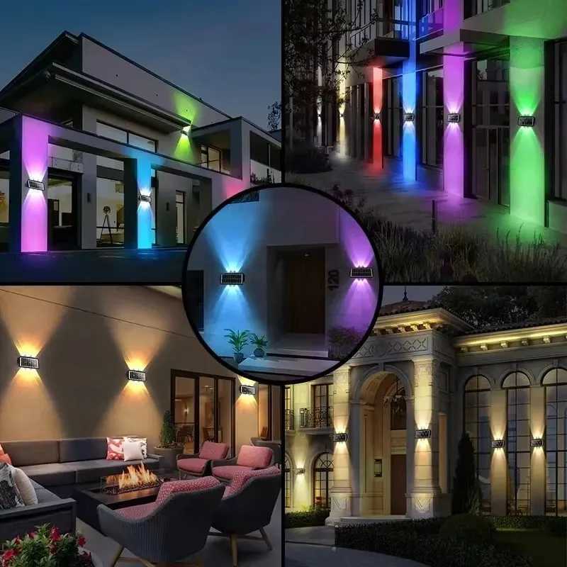 Solar Wall Lamp Outdoor Solar LED Light Waterproof Up And Down Luminous Lighting Balcony Yard Garden Decoration LightsM251127