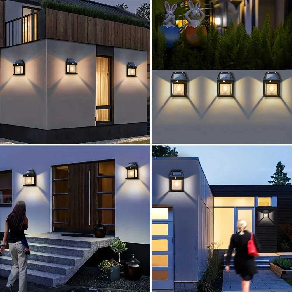 Motion Sensor Solar Tungsten Alloy Night Light Intelligent Wall Light with 3 Lighting Modes Waterproof Courtyard Decoration LigM251127