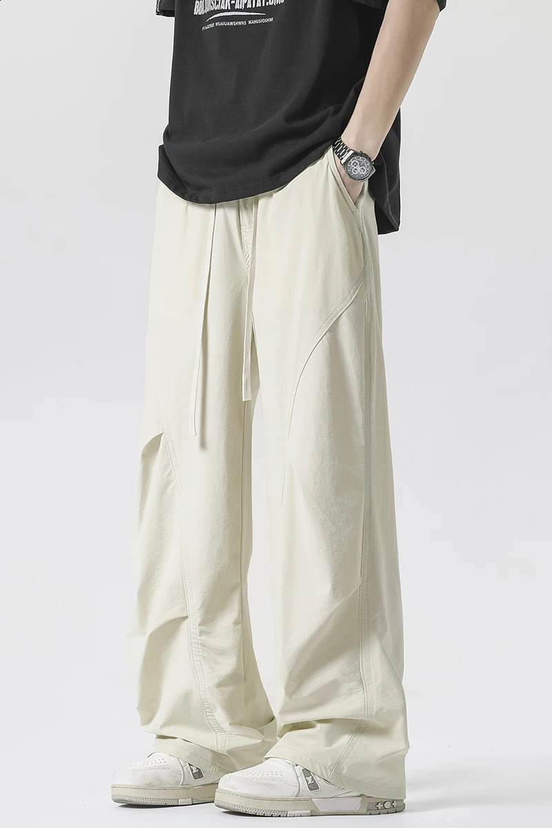 Summer mens casual pants loose and slim Korean version ice silk pants Jinlun sports pants ice silk breathable quick drying pants 250427