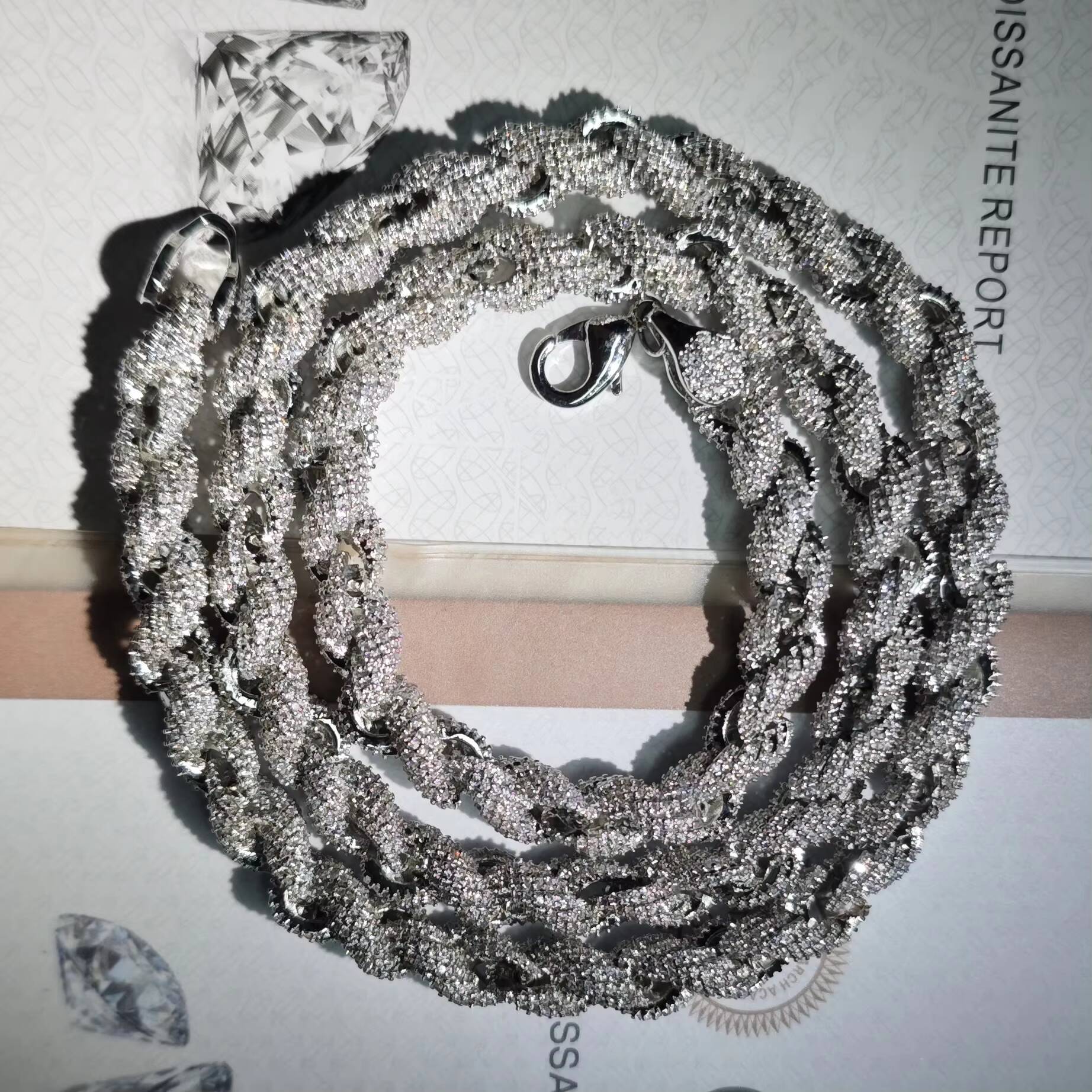 Hip Hop VVS D Color Moissanite Jewelry Bracelet S925 Silver Chain Necklace Men Cuban Link Iced Out Tennis Rope Chain