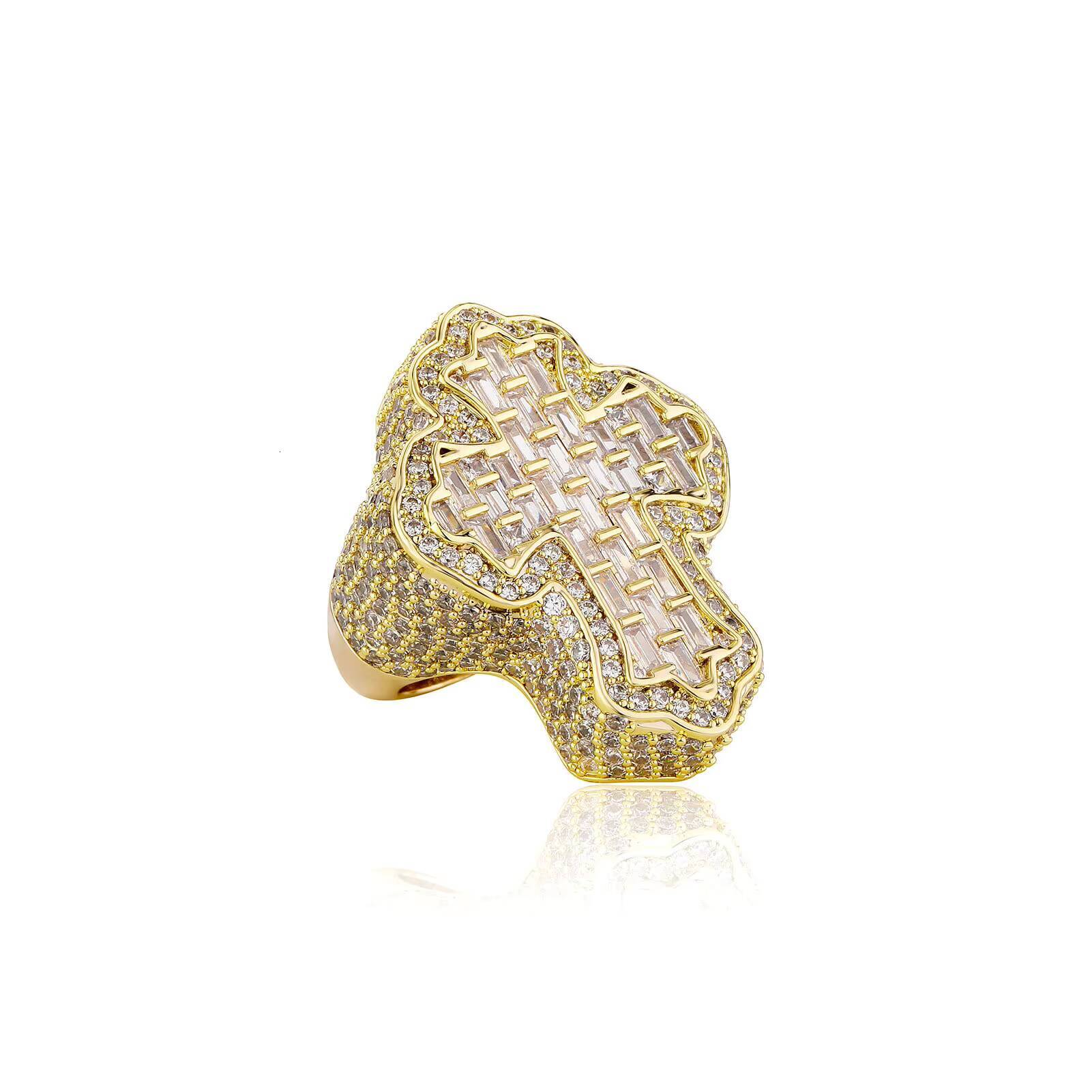 European American Trendy Mens Ring Hot-Selling Retro Hip-Hop Style with T Cubic Zirconia Gold Plated Fashion Ring Wholesale