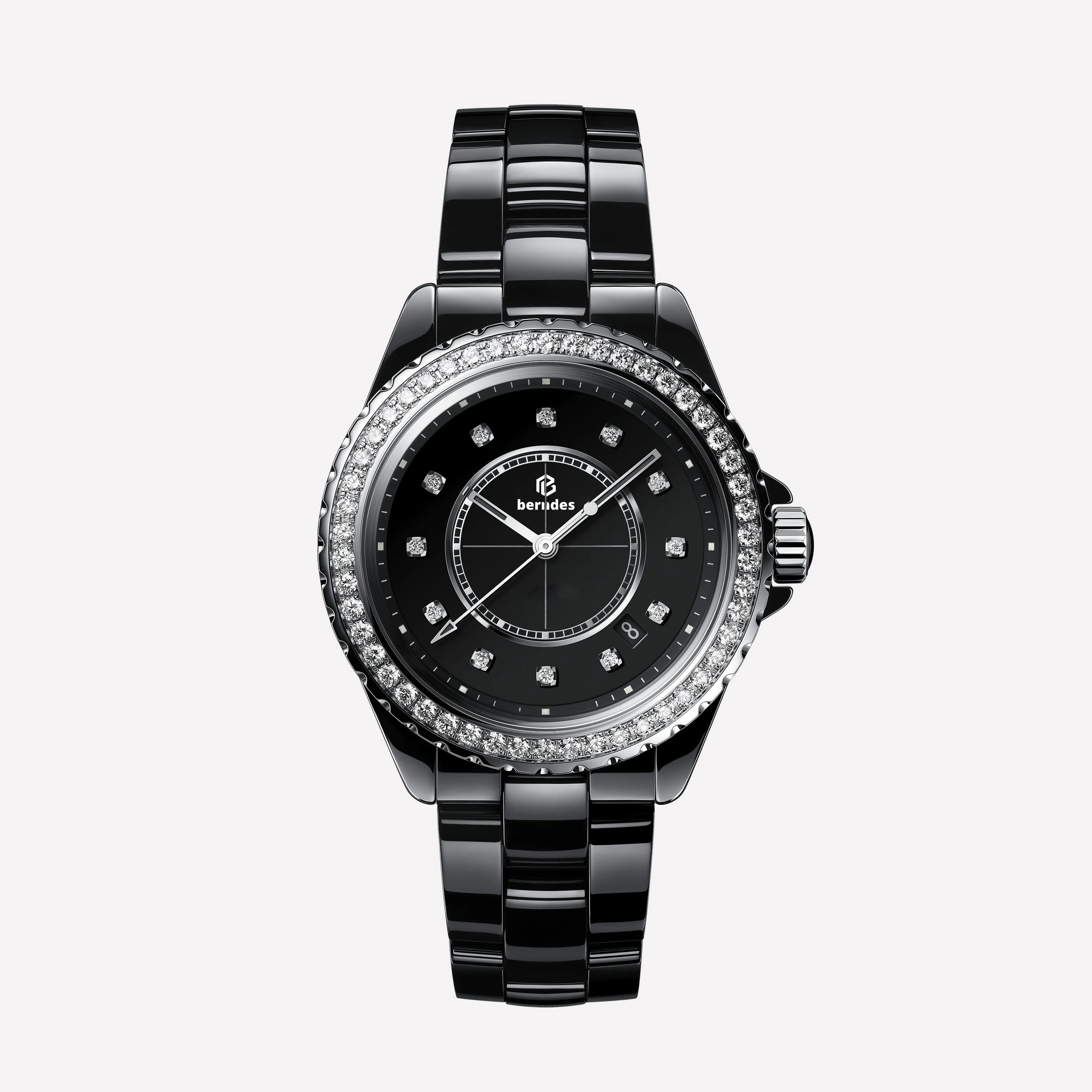 Ladies fashion elegant watch AAAfamous designer to create white and black ceramic manufacturing diamond inlaid glow-in-the-dark function depth waterproof
