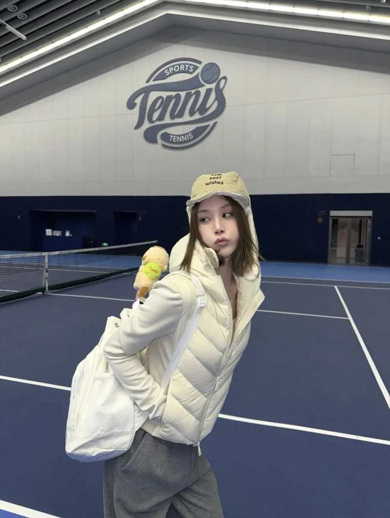 ETJ 2025 new womens elegant fashion patchwork long sleeve standing collar hooded cotton jacket sport coat 8073227XJ251127