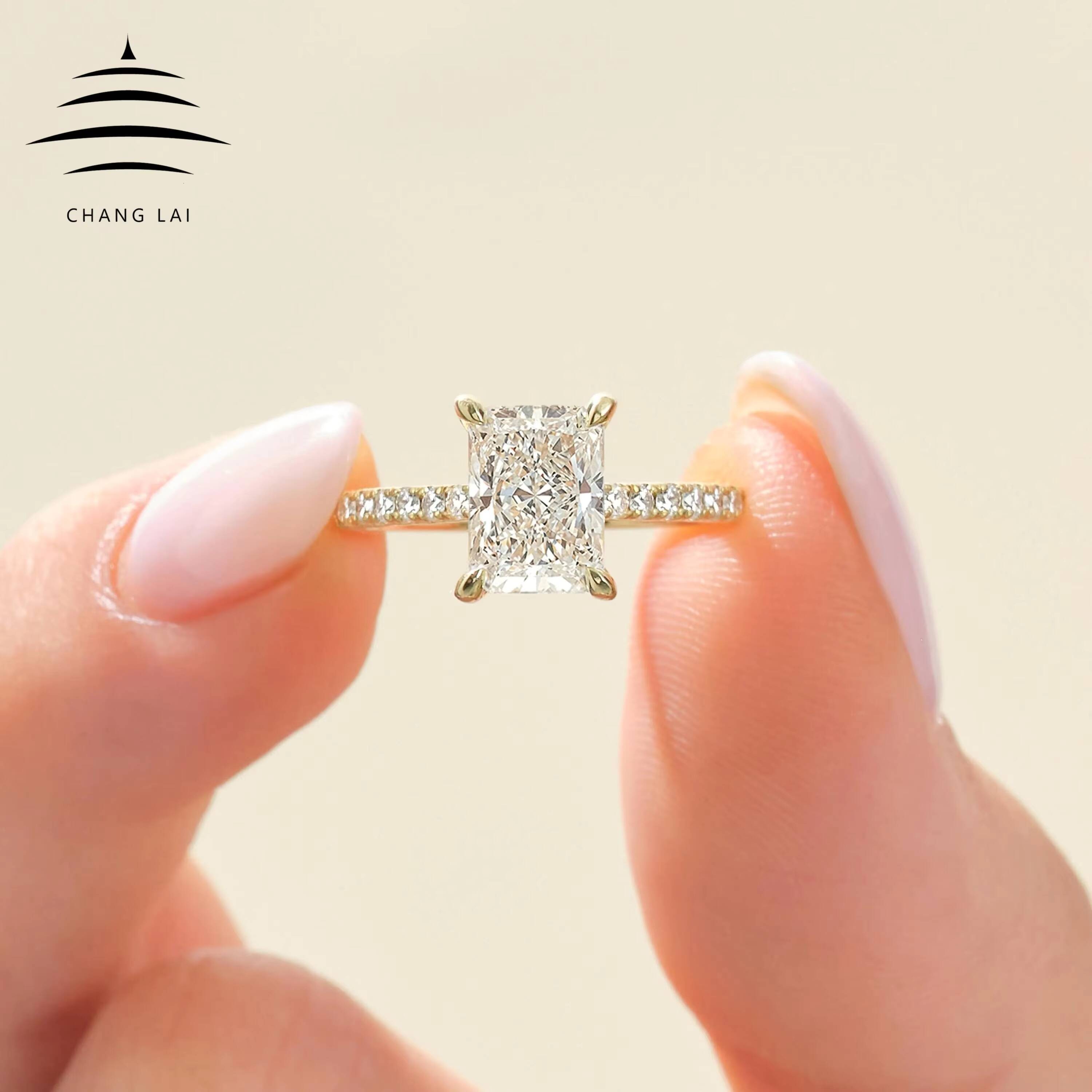CHANG LAI Custom GIA IGI Certified 1CT to 3CT 18k 14k Pure Gold CVD Radiant Cut Lab Grown Diamond Ring for Weddings and Gifts