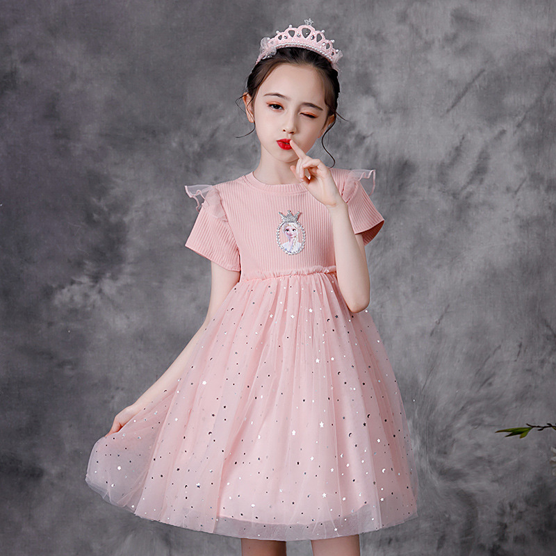 DISNEY Toddler designer clothes baby girl Elsa princess dress baby designer summer Frozen Elsa cotton children's party dress one-piece dress