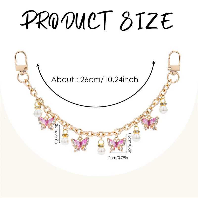 HOLIN Pink Butterfly Purse Chain Charm 26CM Gold Chain Bag Keychains Luxury Colgantes Para Bolsas Decorativos Tasche CharmsT251127