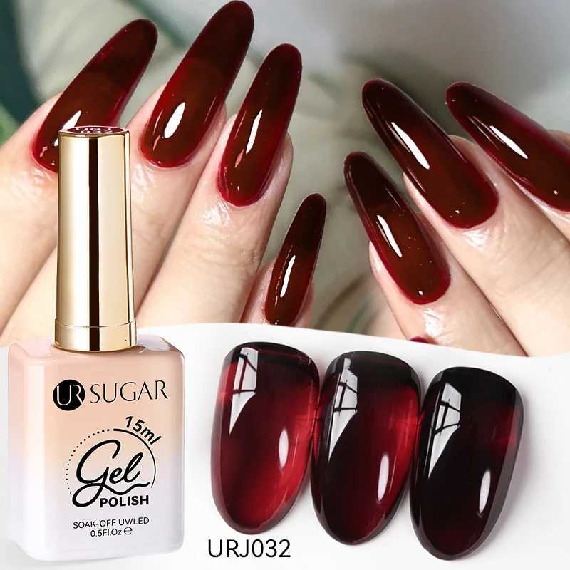 UR SUGAR 15ml Wine Cherry Red Jelly Gel Nail Polish Christmas Nails Art Gel Polish Translucent Nail Gel for Winter Manicure ArtT251127