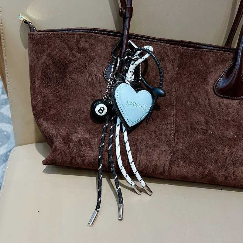 Fashion Creative Lucky Billiard Black No8 Ball Key Chain Weaving Colorful Rope Bag Hanging Trendy Bag Hanging Jewelry GiftT251127