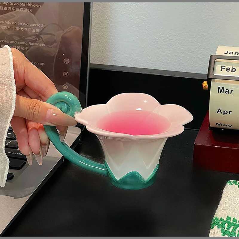 European Flower Ceramic Coffee Cup Exquisite Breakfast Milk Mug English Afternoon Tea Flower Tea Mug Embossed Flower Cup Gifts C251127